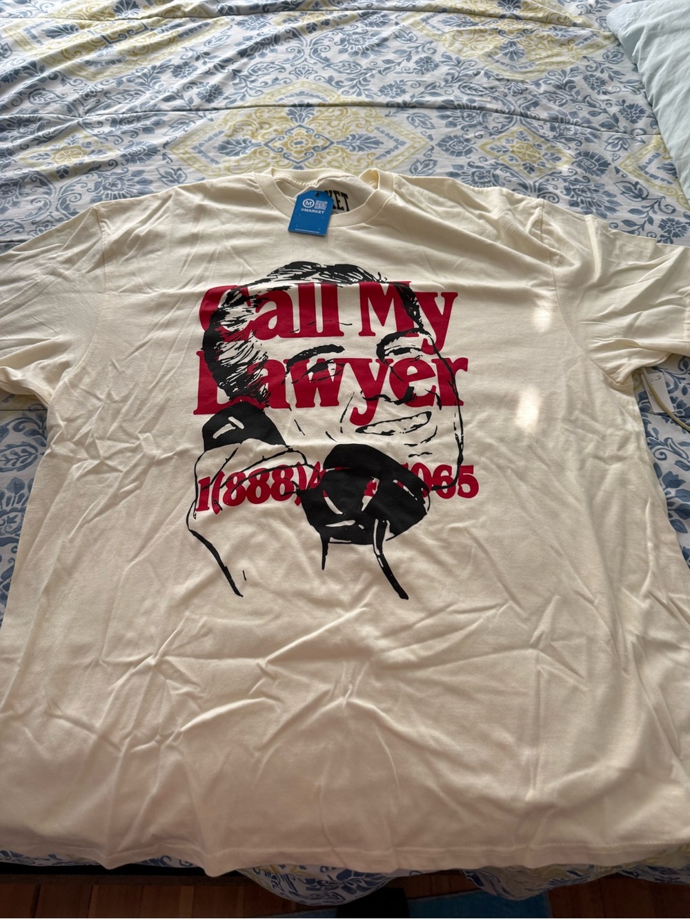 Market Studios Graphic 'Call My Lawyer' Short-Sleeve Tee in Cream
